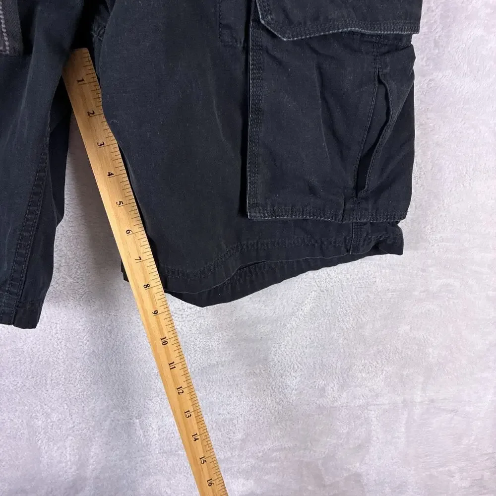VTG Y2K Anchor Blue Cargo Shorts Mens 32 Black Baggy Military Paratrooper Skate